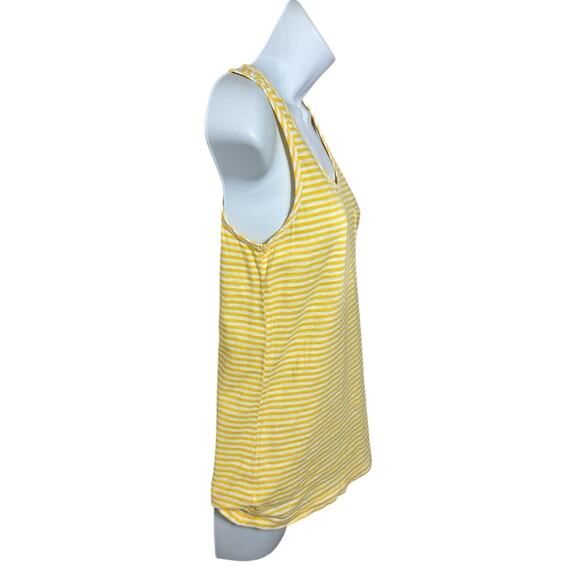 J.Crew Yellow Striped Tank Top Sz XS Pocket Cotton Sleeveless Tee Shirt - Picture 3 of 5